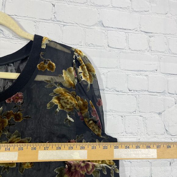 A New Day Tunic Women XXL Floral Velvet Burnout Sheer Pullover Blouse Top - Picture 8 of 11